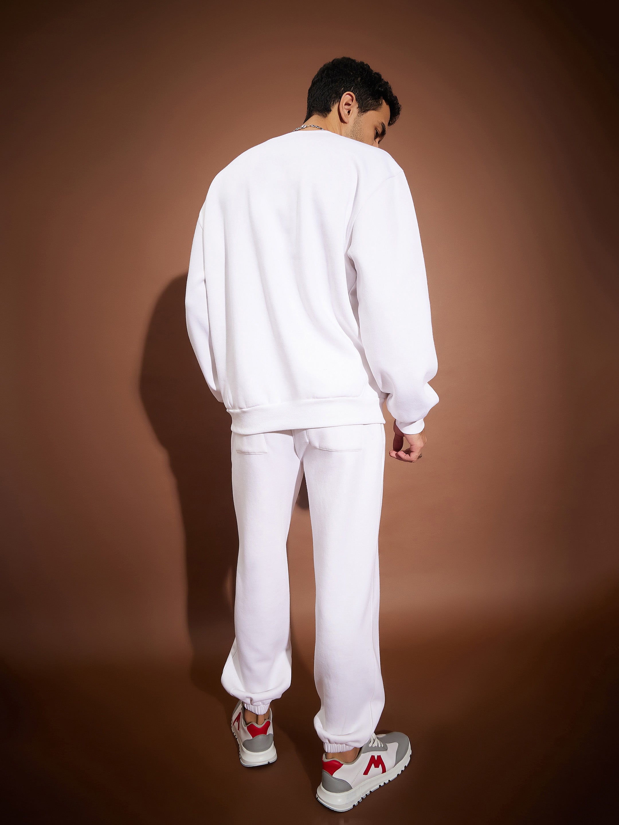 Men White Fear Less Oversized Sweatshirt With Joggers