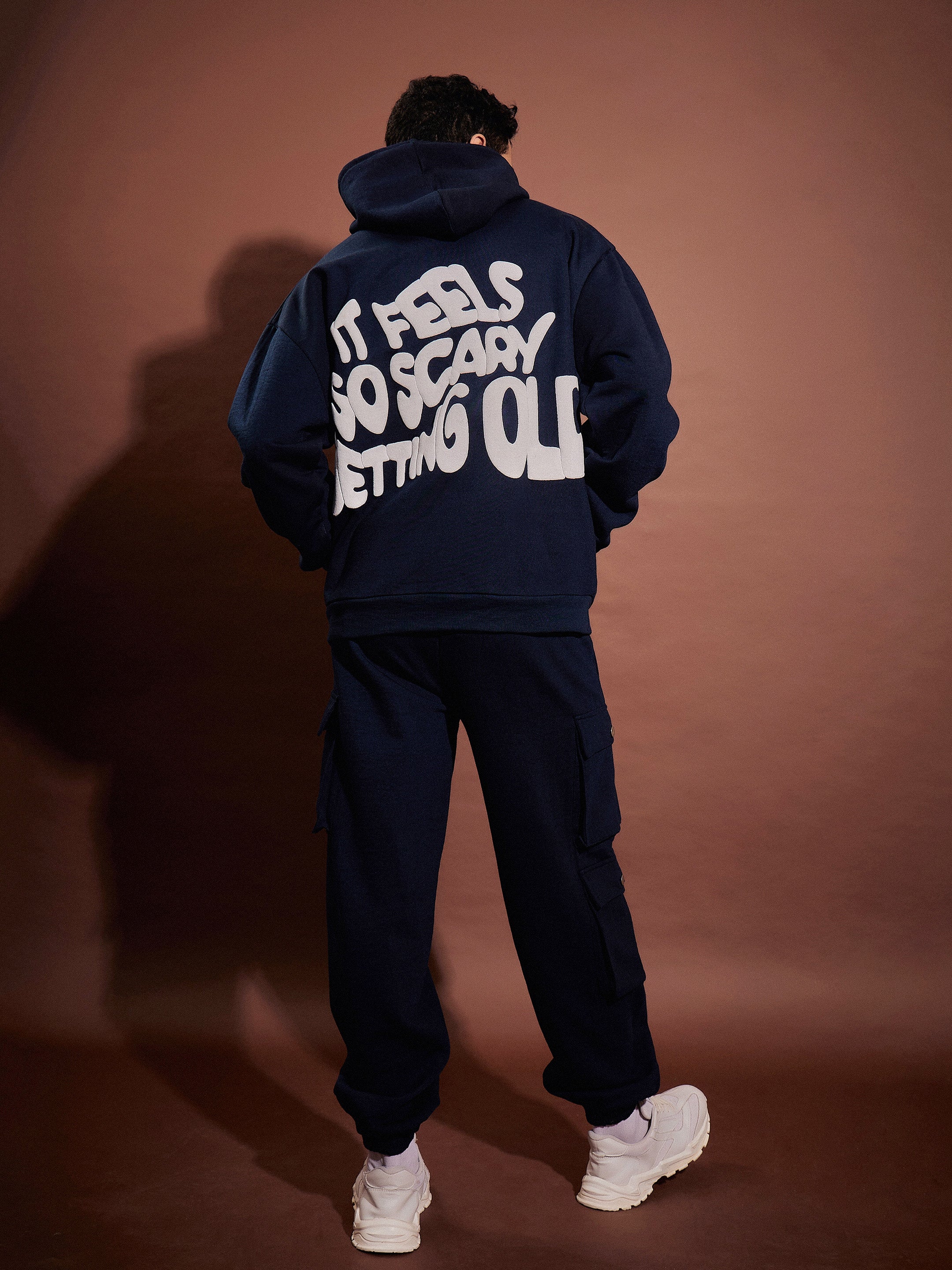 Men Navy Oversized Hoodie With Joggers