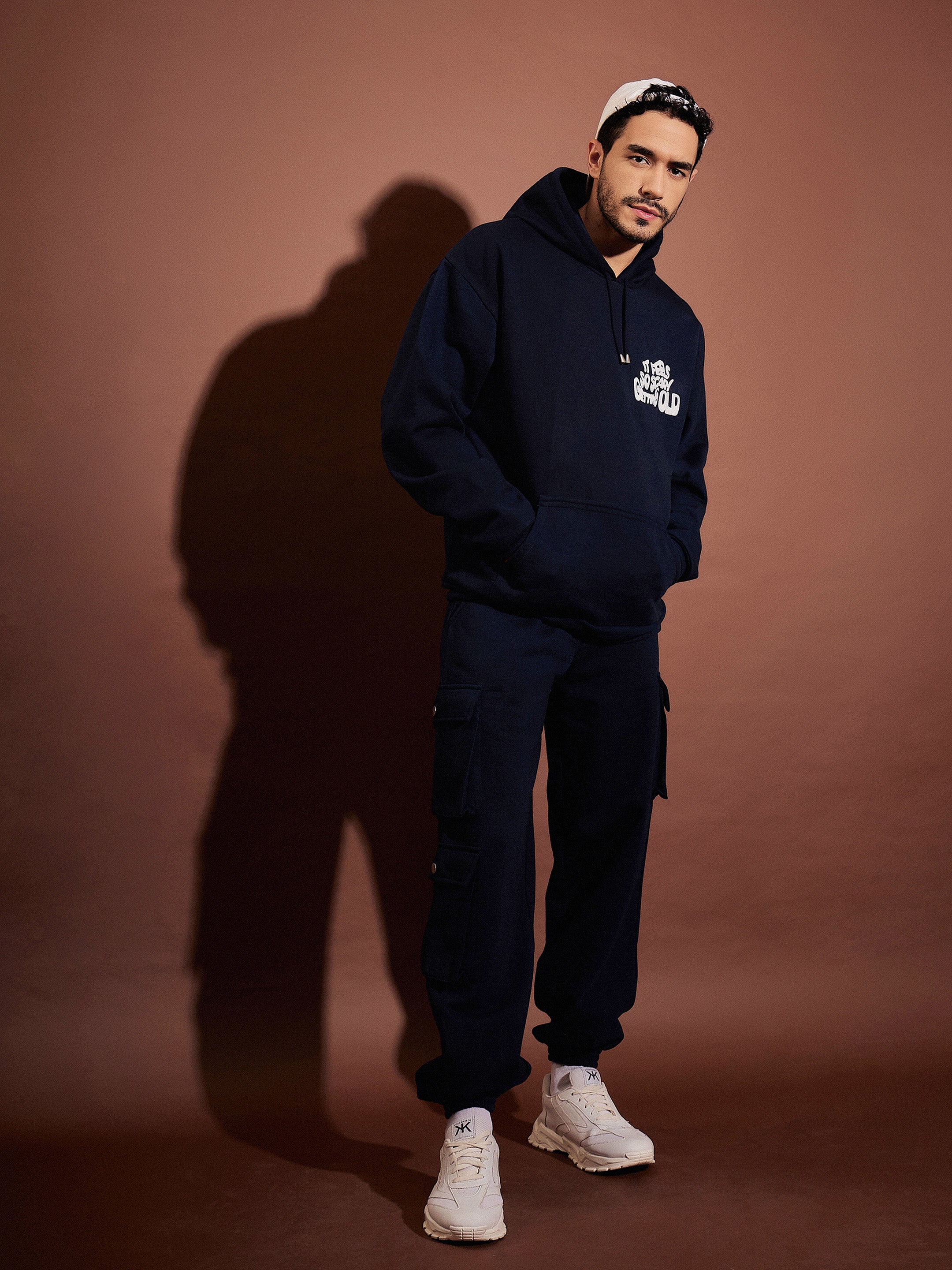 Men Navy Oversized Hoodie With Joggers