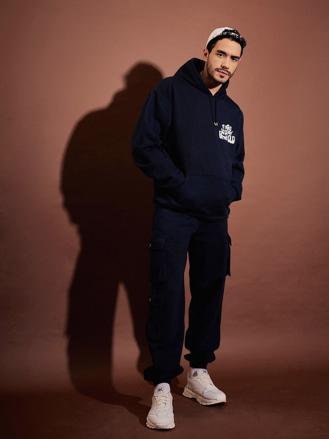 Men Navy Oversized Hoodie With Joggers