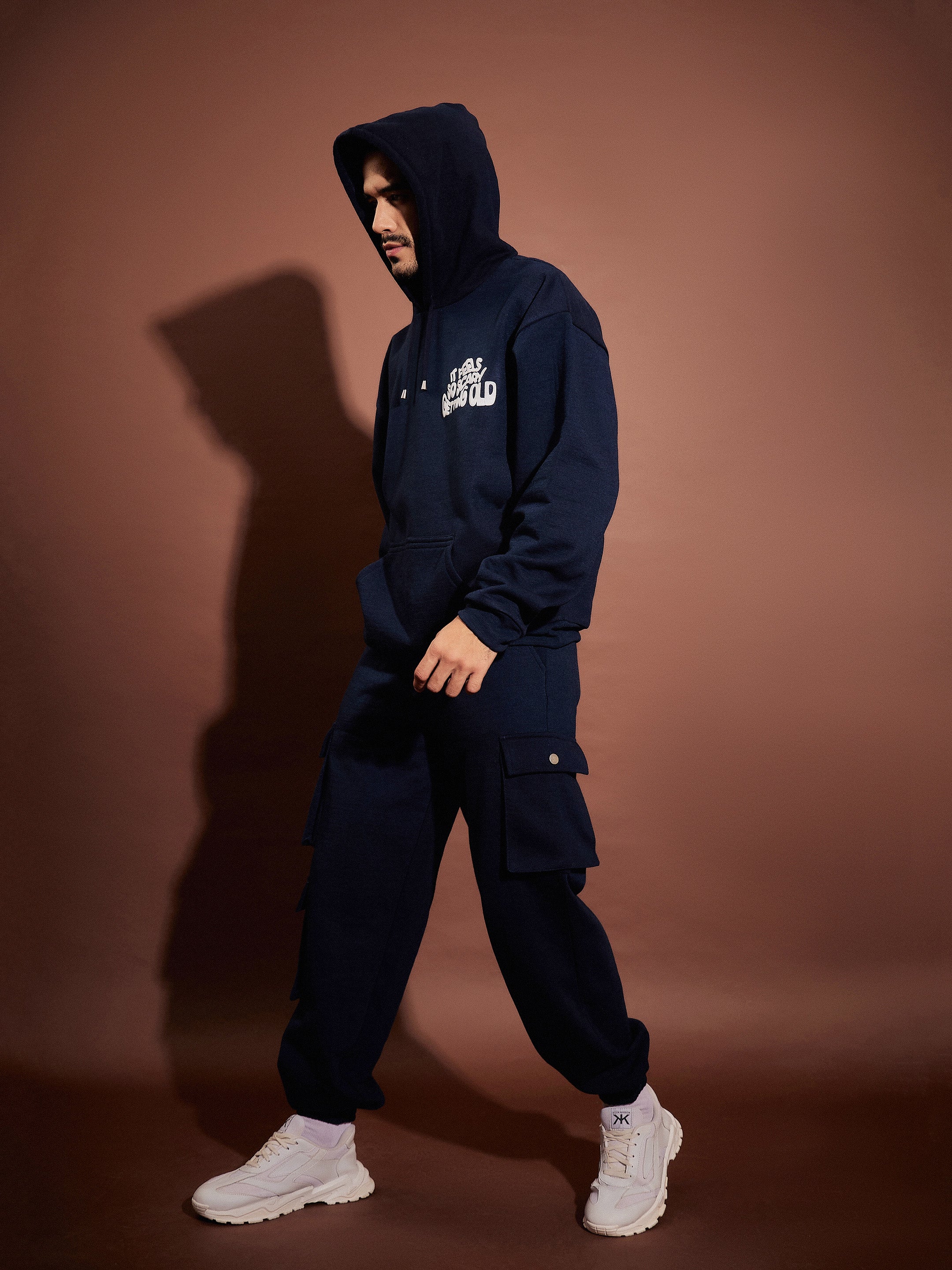 Men Navy Oversized Hoodie With Joggers