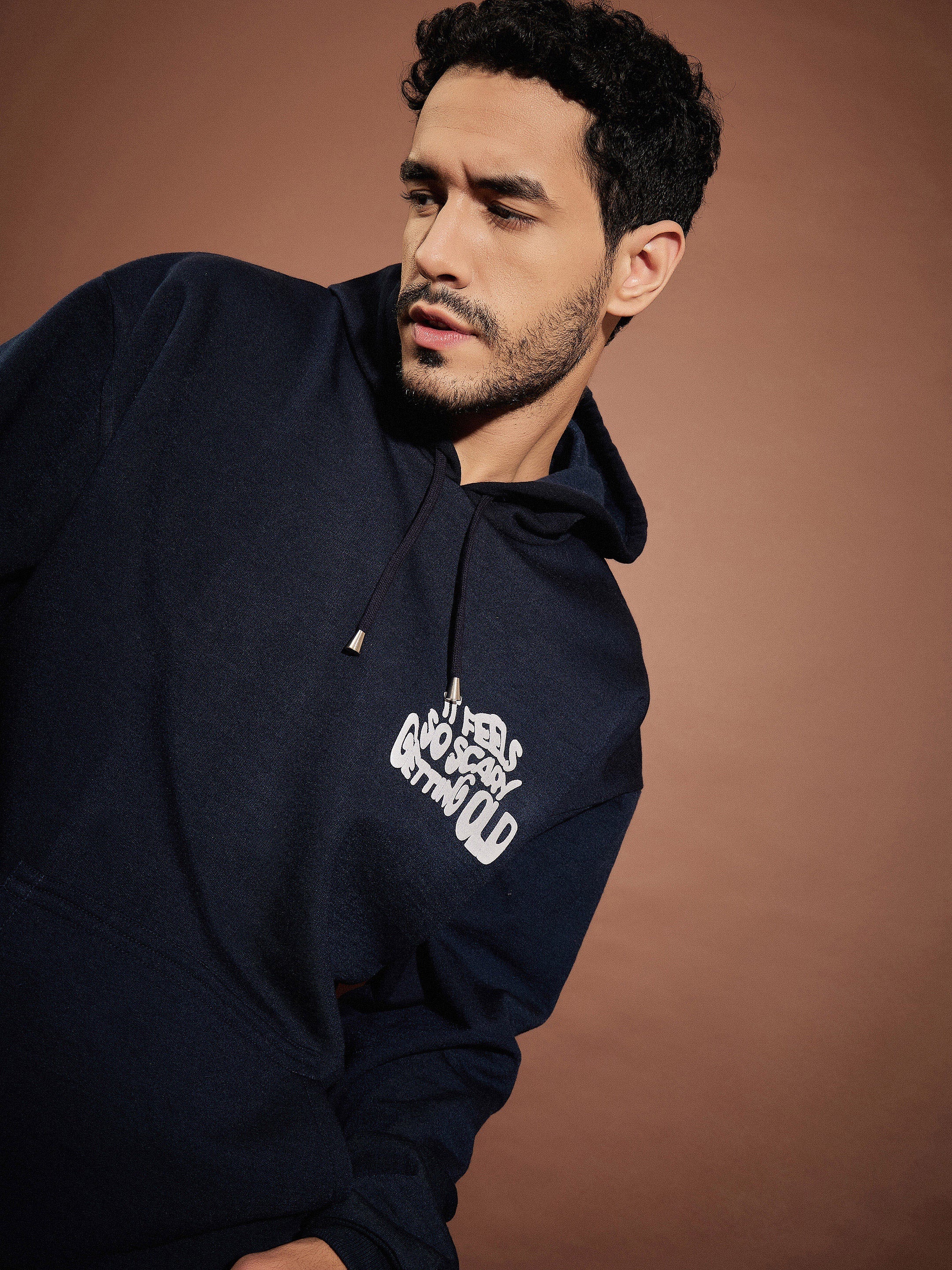 Men Navy Oversized Hoodie With Joggers