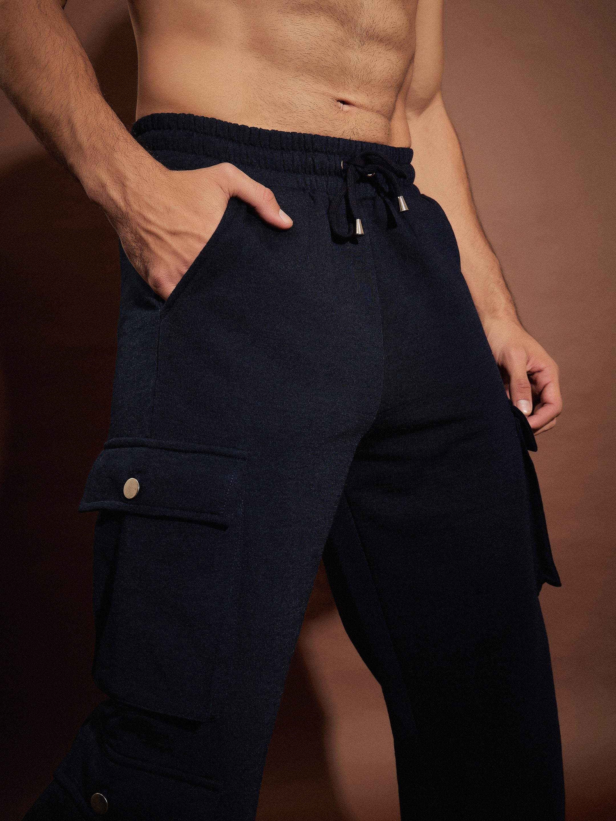 Men Navy Oversized Hoodie With Joggers