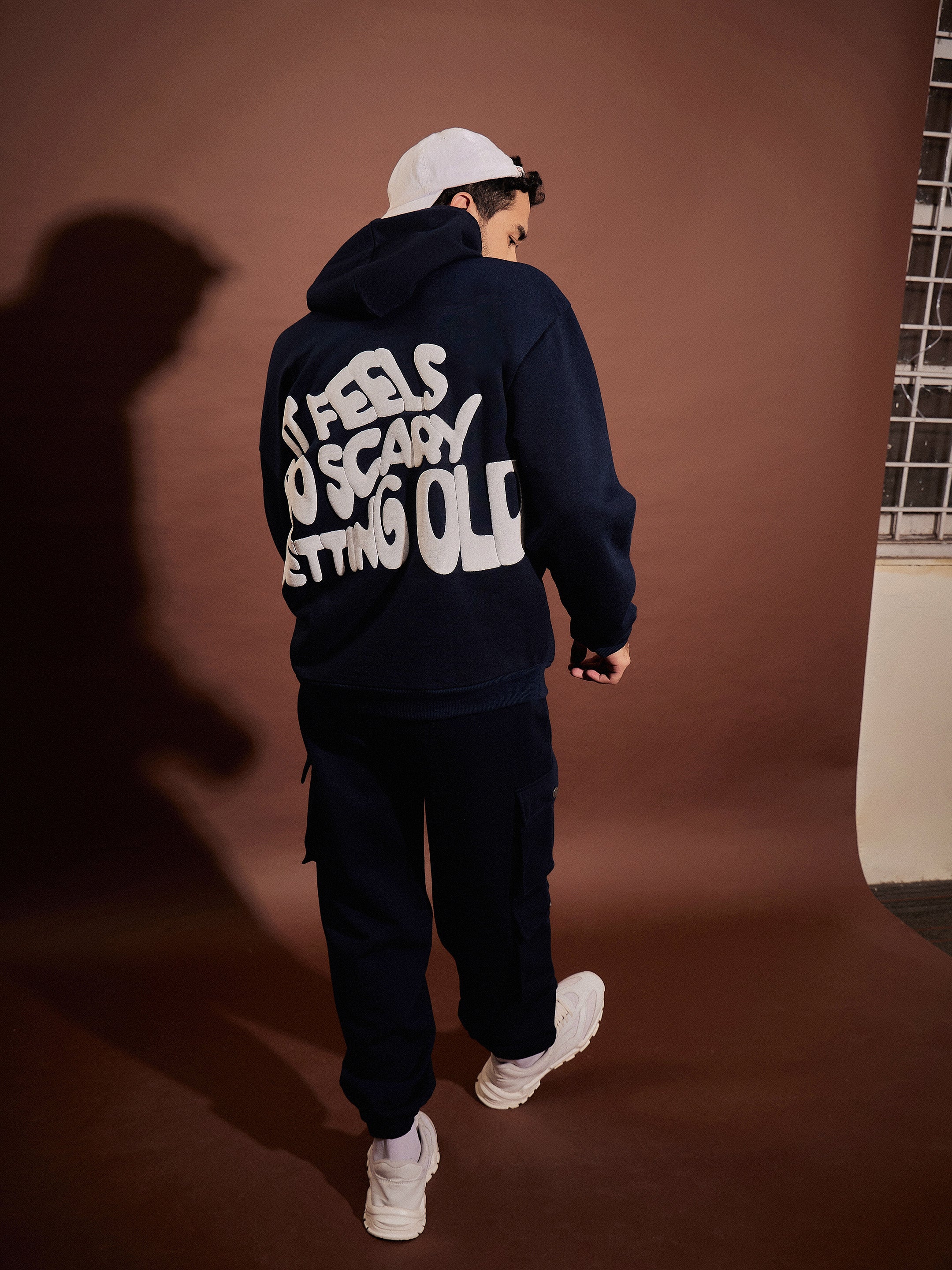 Men Navy Oversized Hoodie With Joggers