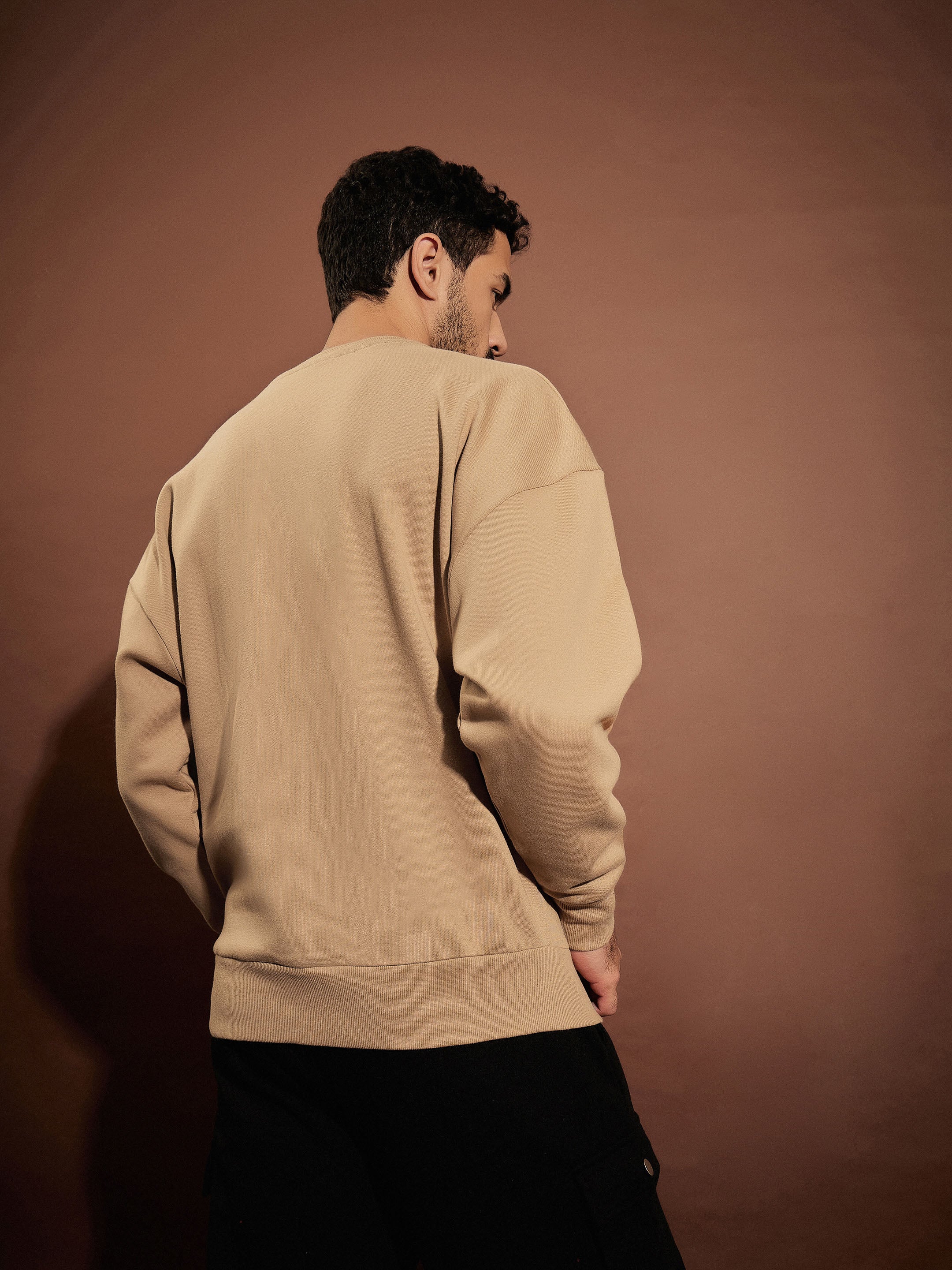 Beige CAR Oversized Sweatshirt-MASCLN SASSAFRAS