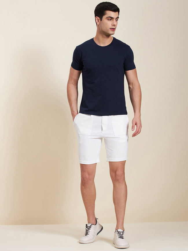 Men Navy Slim Fit Back Printed Mascln Logo T-Shirt