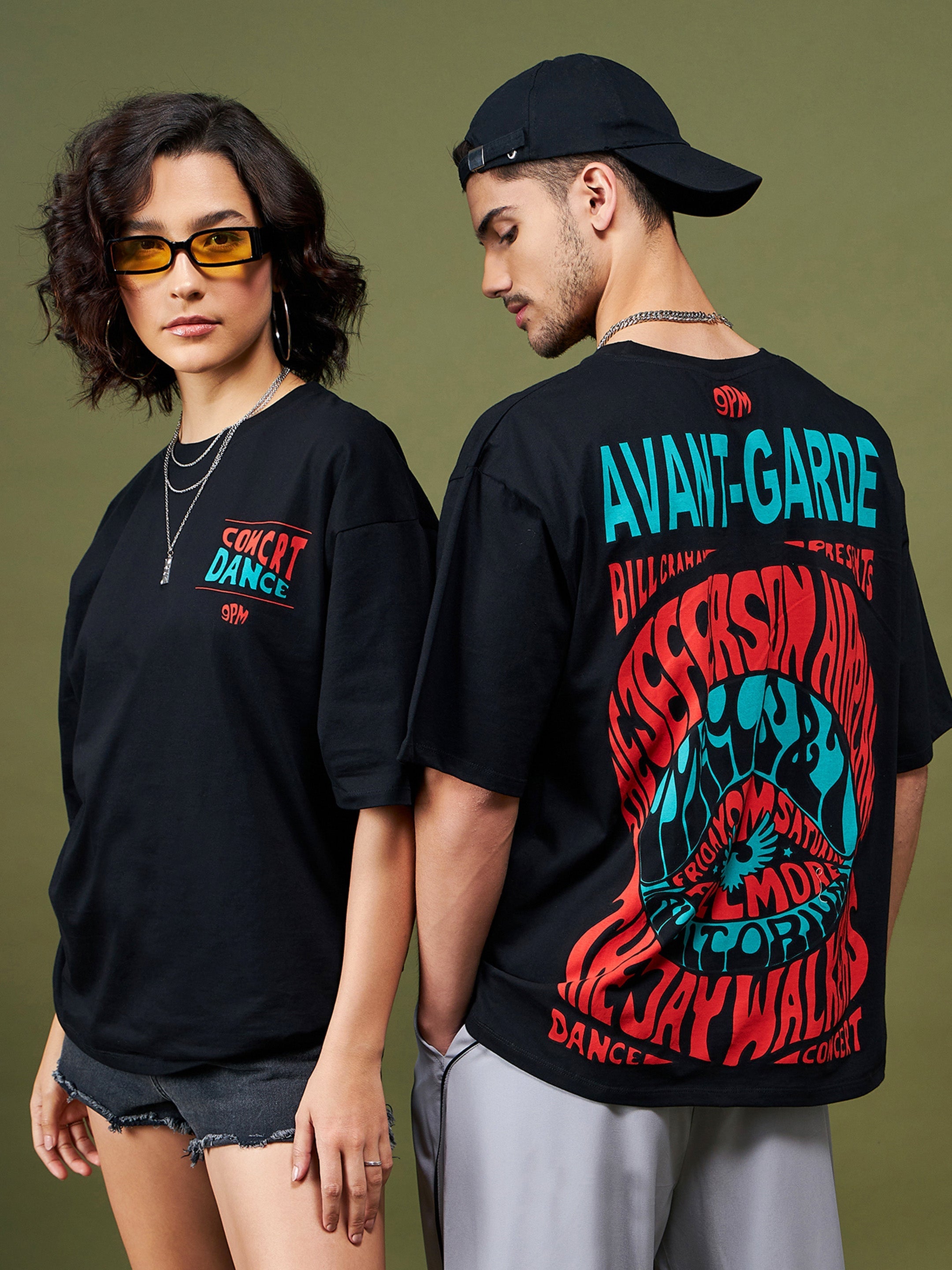 Unisex Black Avant-Garde Oversized T-Shirt