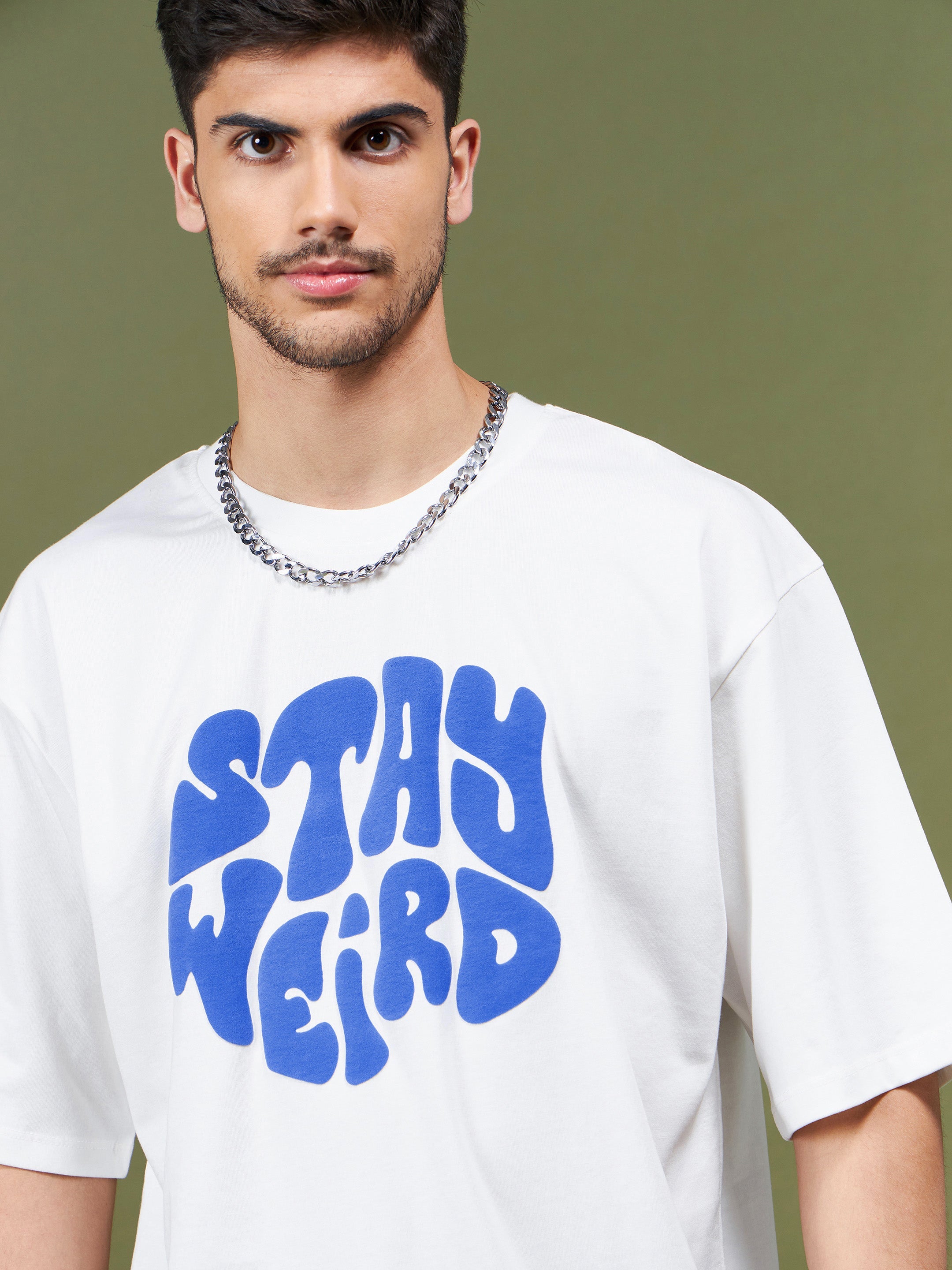 Unisex White Stay Weird Oversized T-Shirt