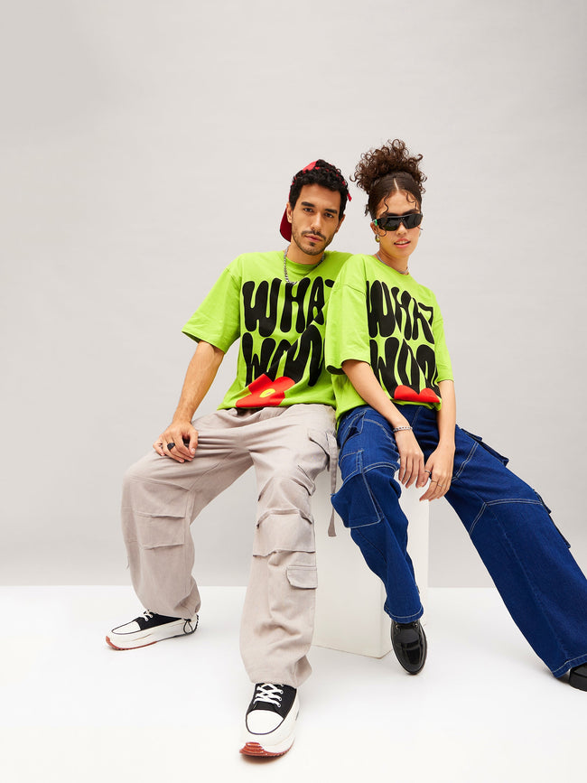 Unisex Green What Oversized T-Shirt