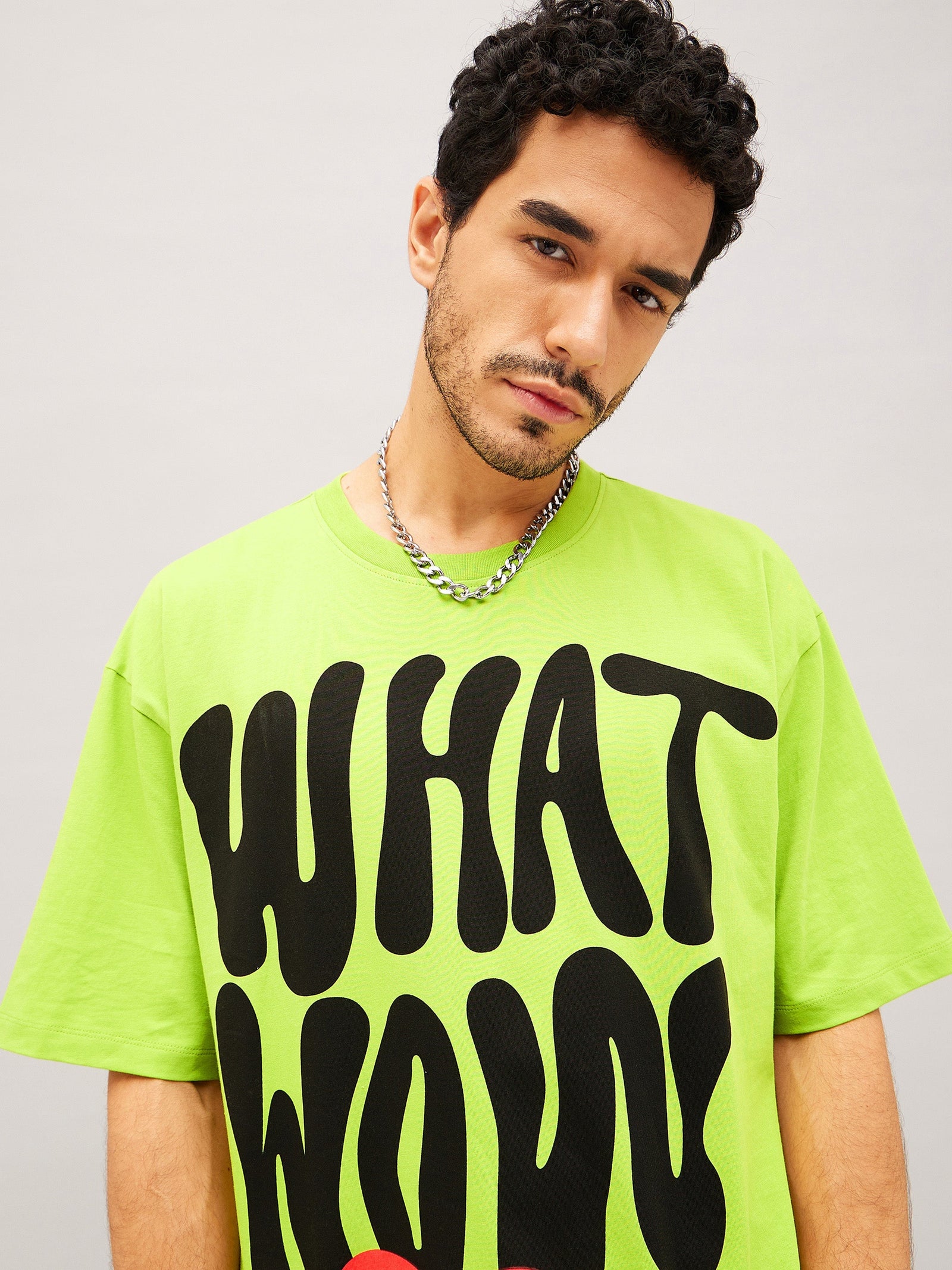 Unisex Green What Wow Oversized T-Shirt