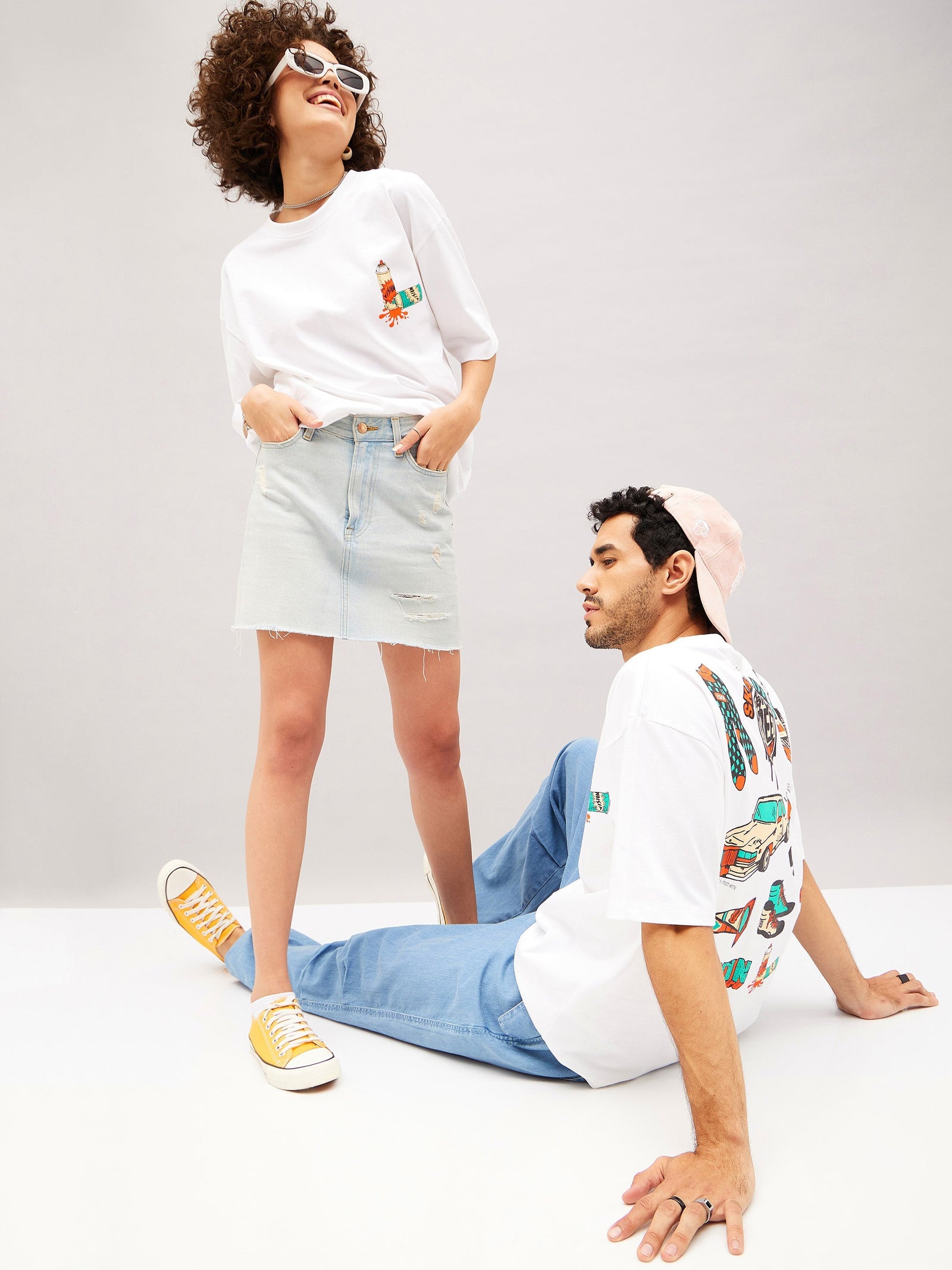 Unisex White Skate Or Die Oversized T-Shirt