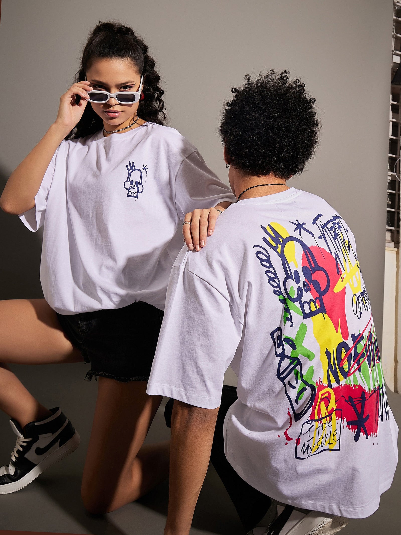 Unisex White No Future Oversized T-Shirt