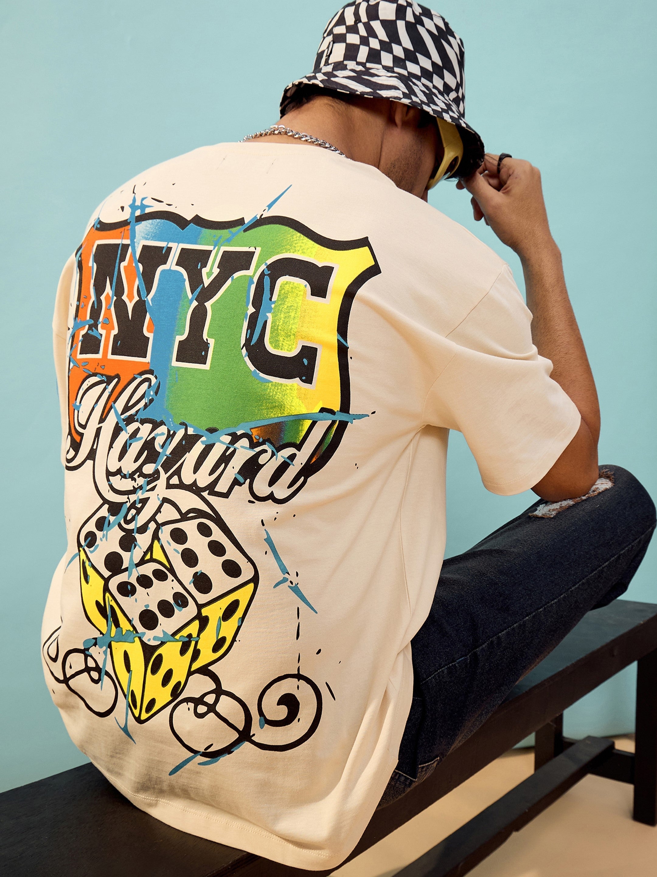 Unisex Beige Nyc Oversize T-Shirt