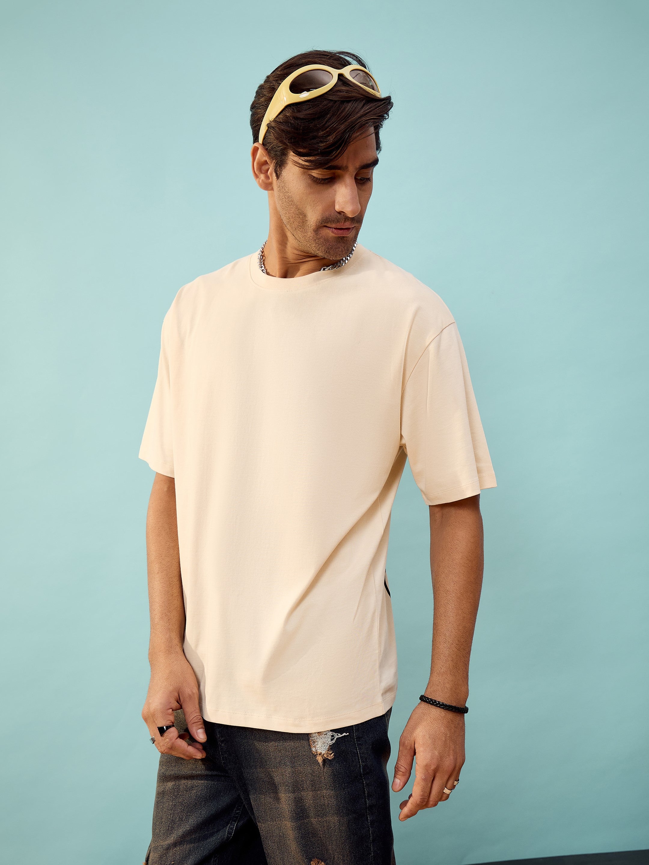 Unisex Beige Nyc Oversize T-Shirt