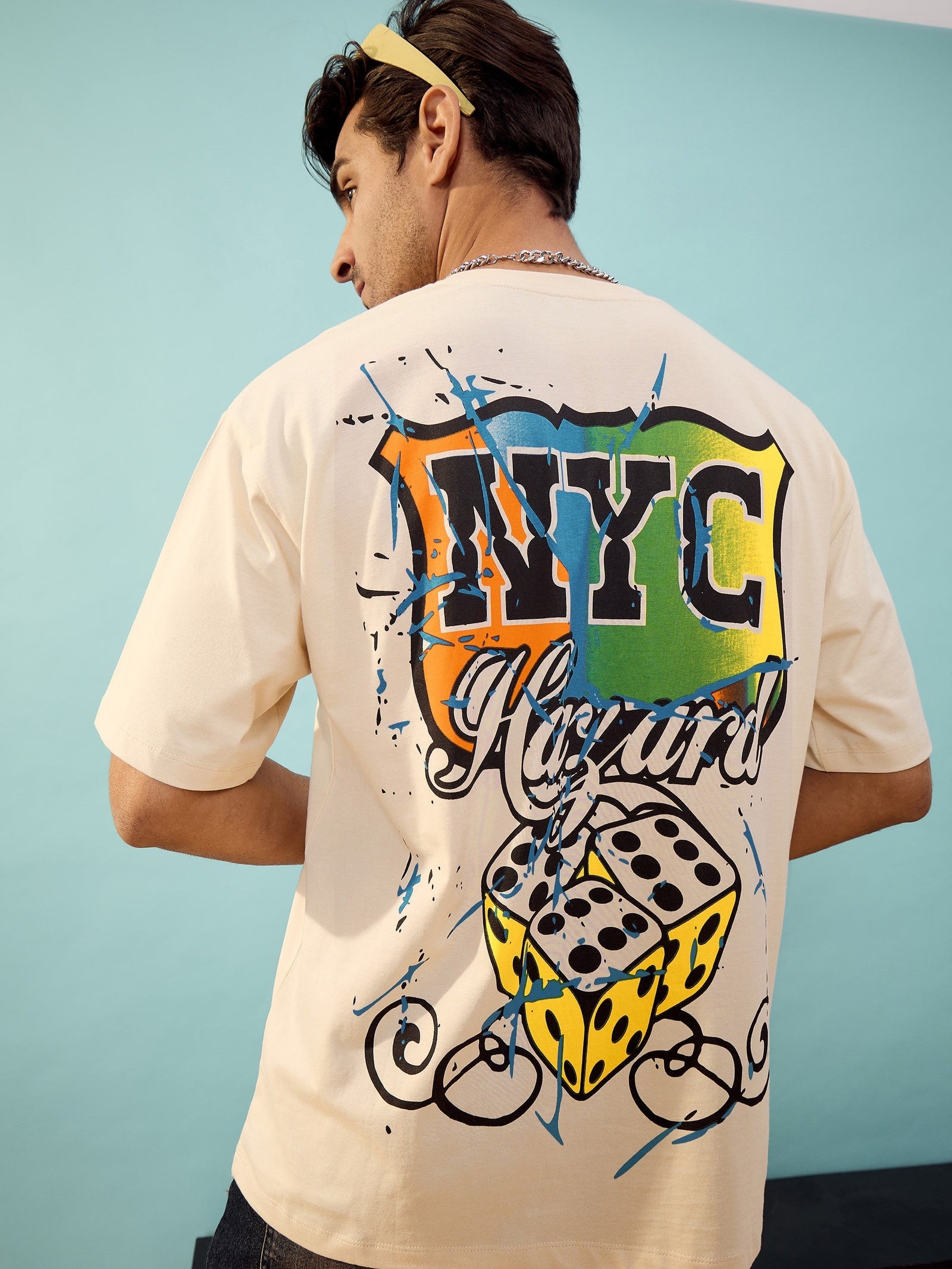 Unisex Beige Nyc Oversize T-Shirt