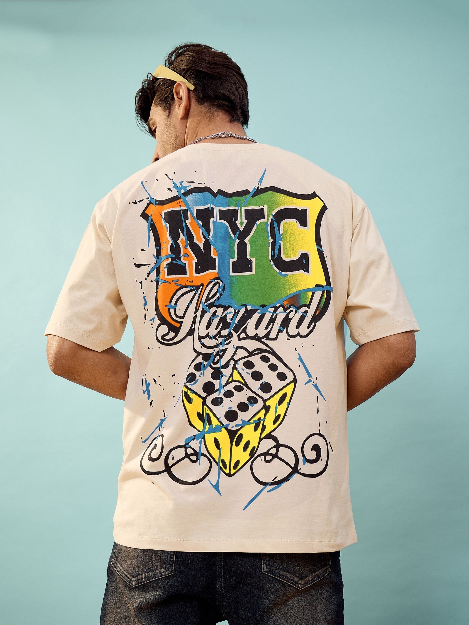 Unisex Beige Nyc Oversize T-Shirt