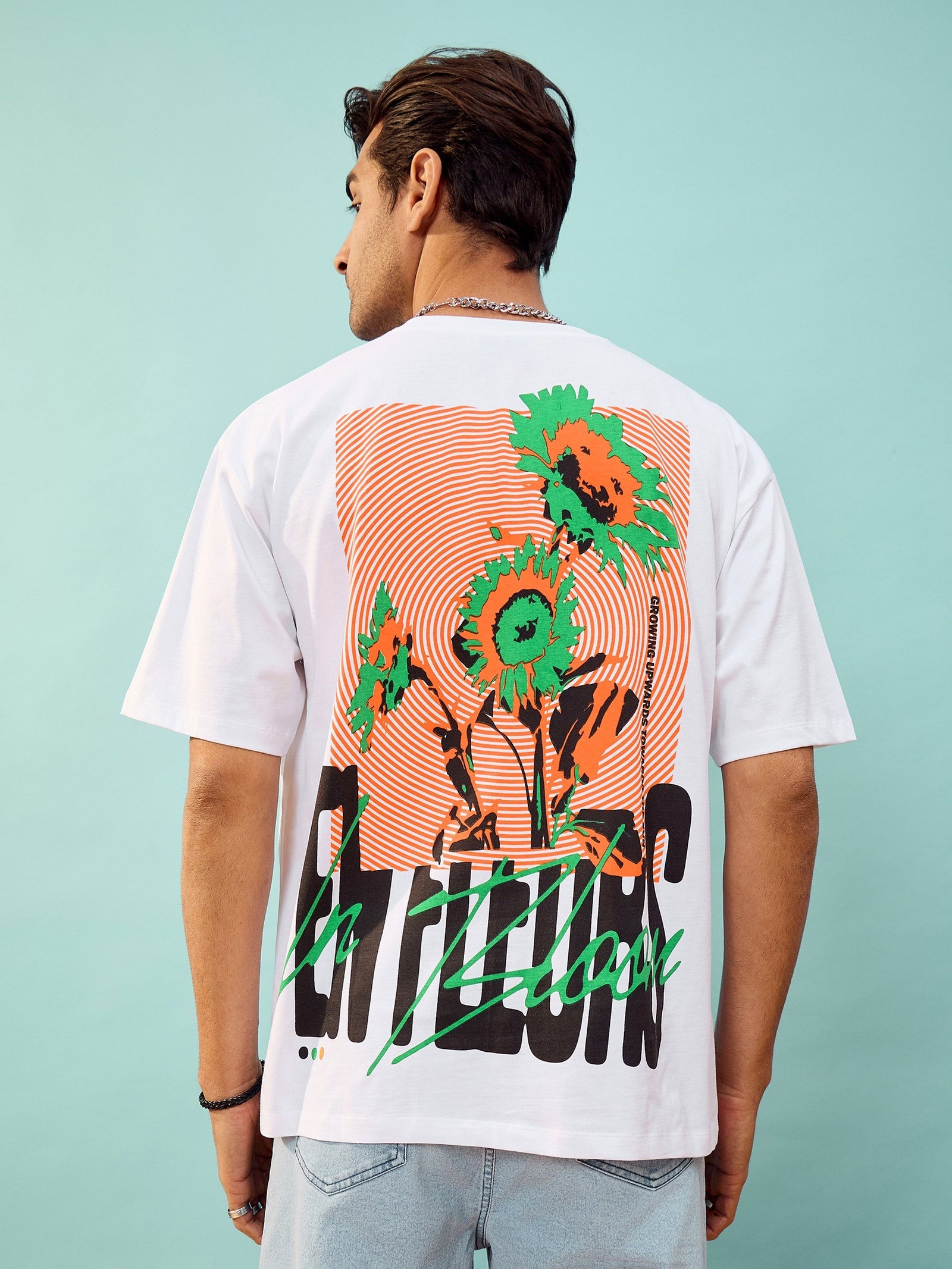 Unisex White Bloom Oversize T-Shirt