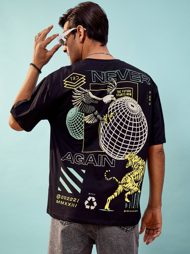 Unisex Black Never Again Oversize T-Shirt