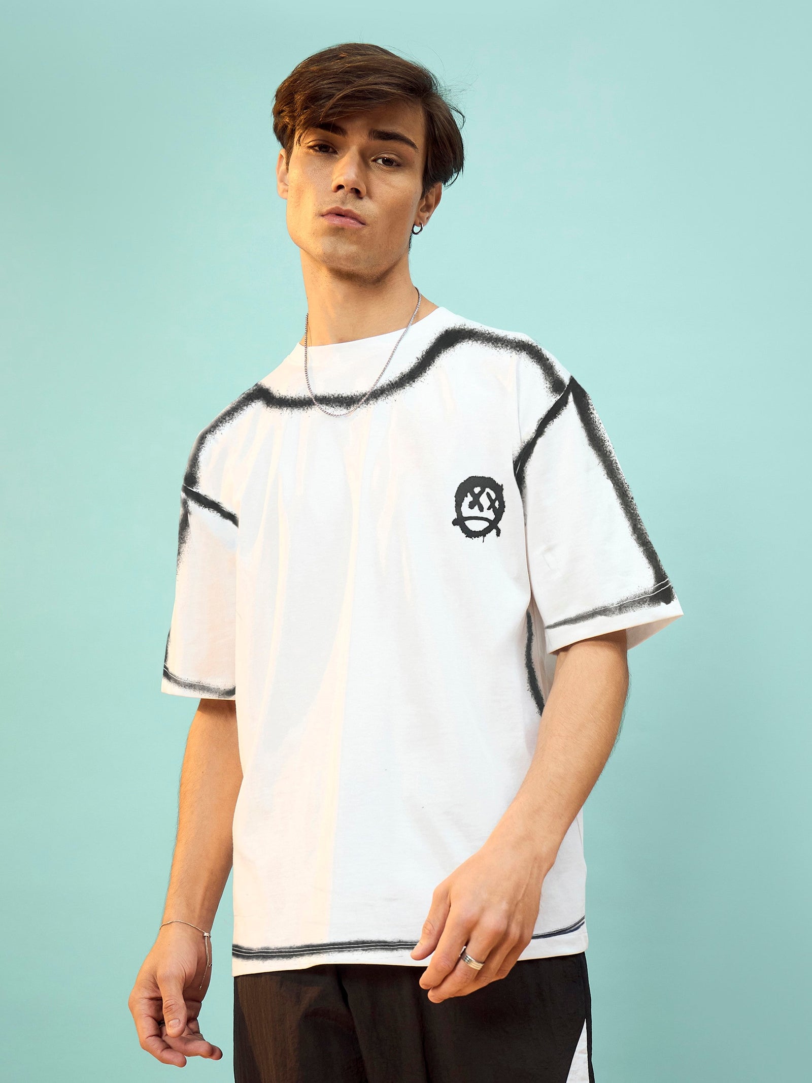 Unisex White Cross Oversize T-Shirt