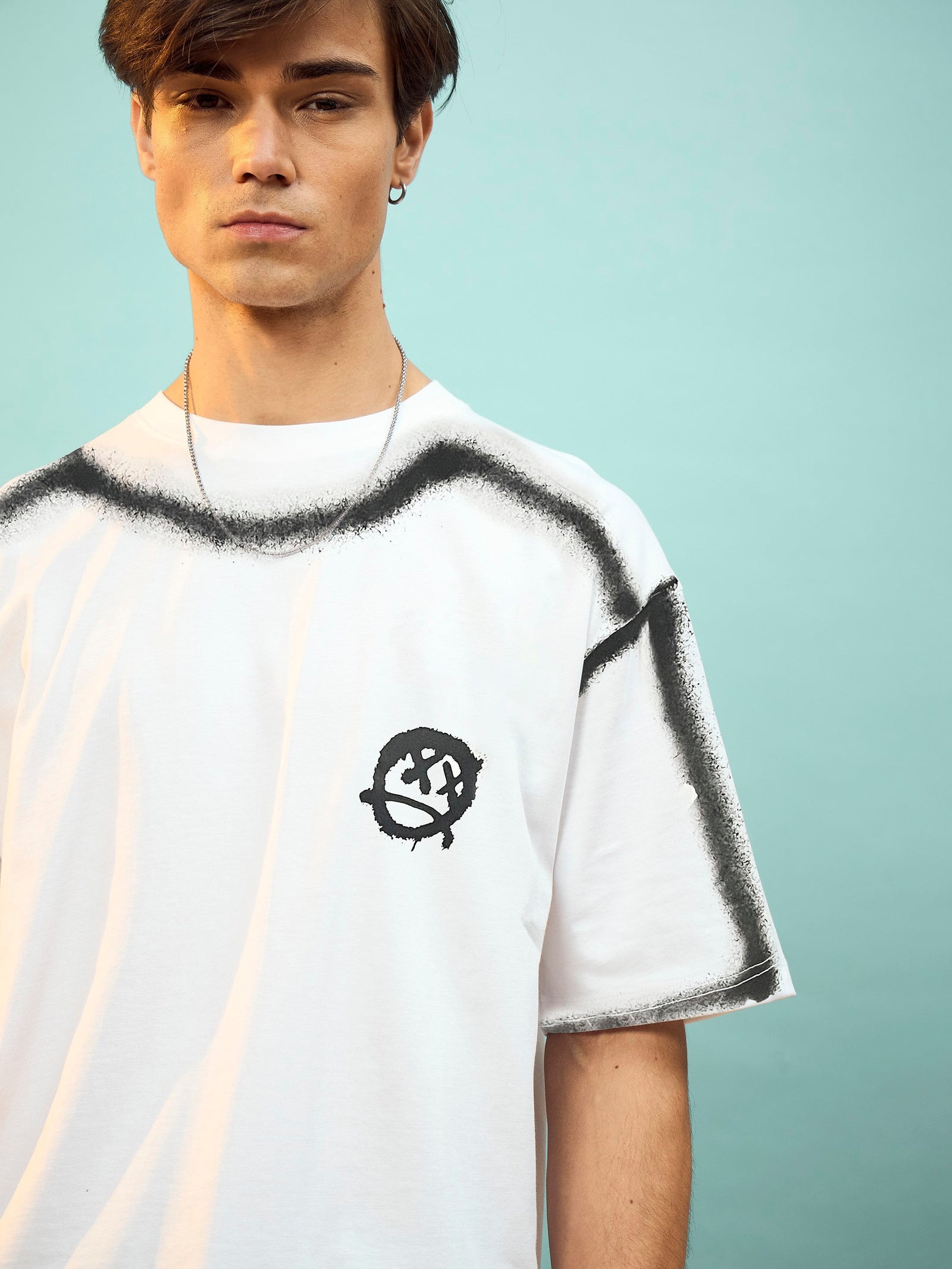 Unisex White Cross Oversize T-Shirt