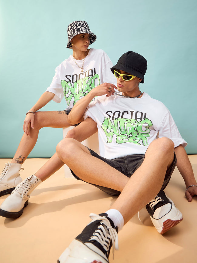 Unisex White Social Introvert Oversize T-Shirt