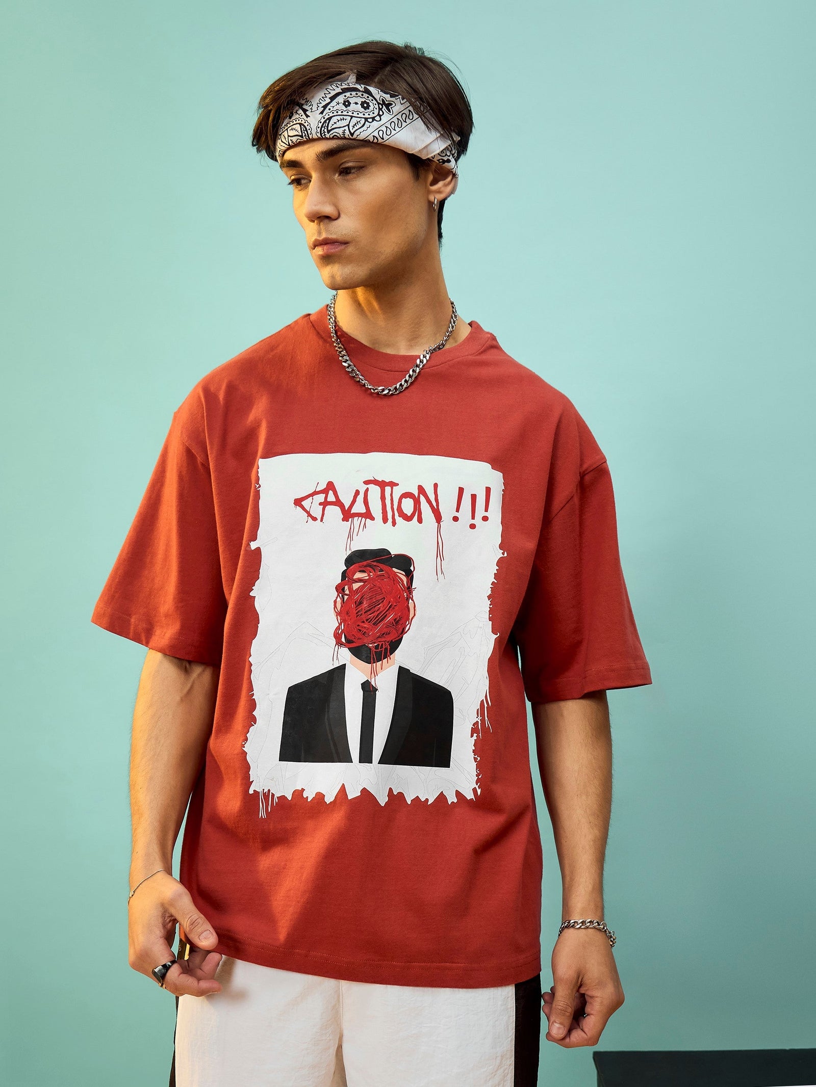 Unisex Rust Caution Oversize T-Shirt