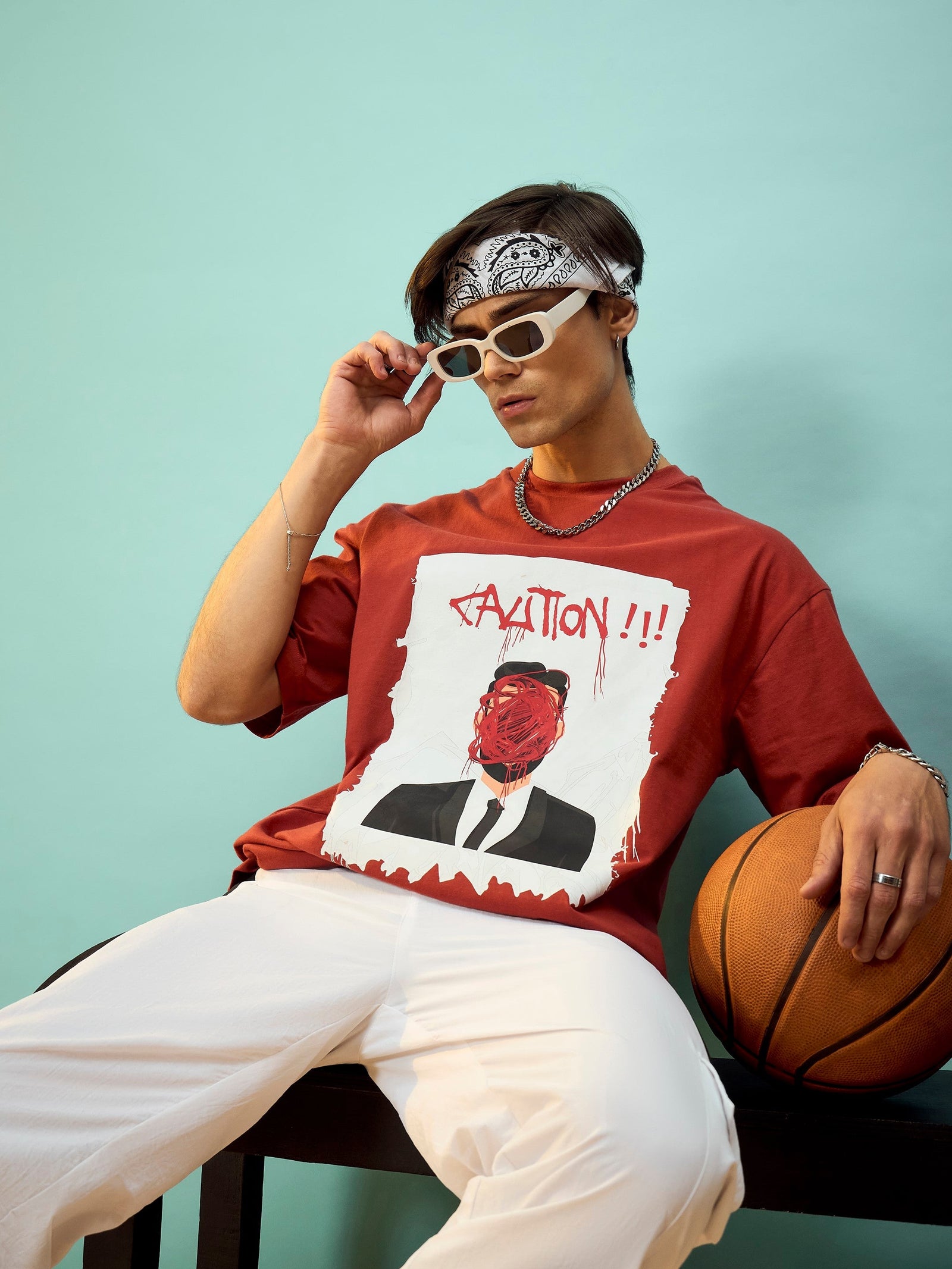Unisex Rust Caution Oversize T-Shirt