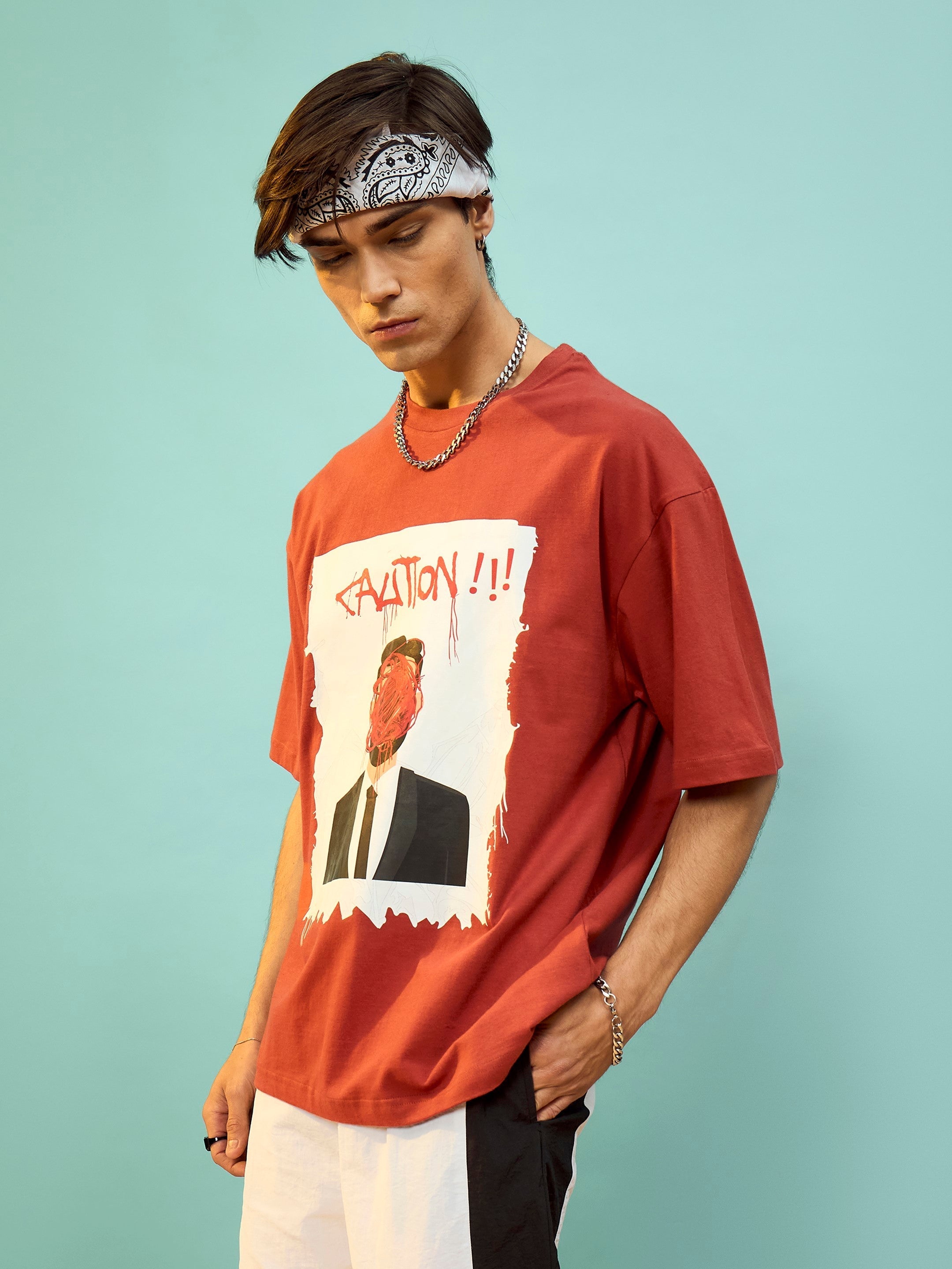 Unisex Rust Caution Oversize T-Shirt