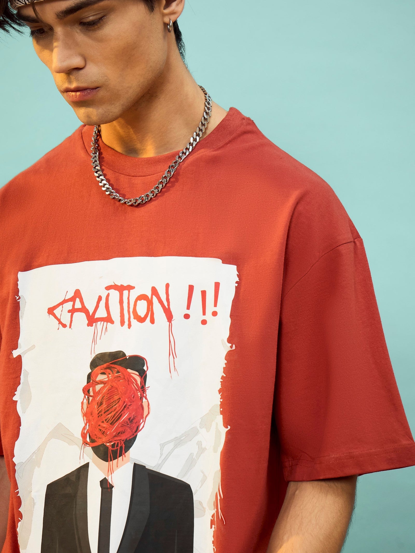 Unisex Rust Caution Oversize T-Shirt