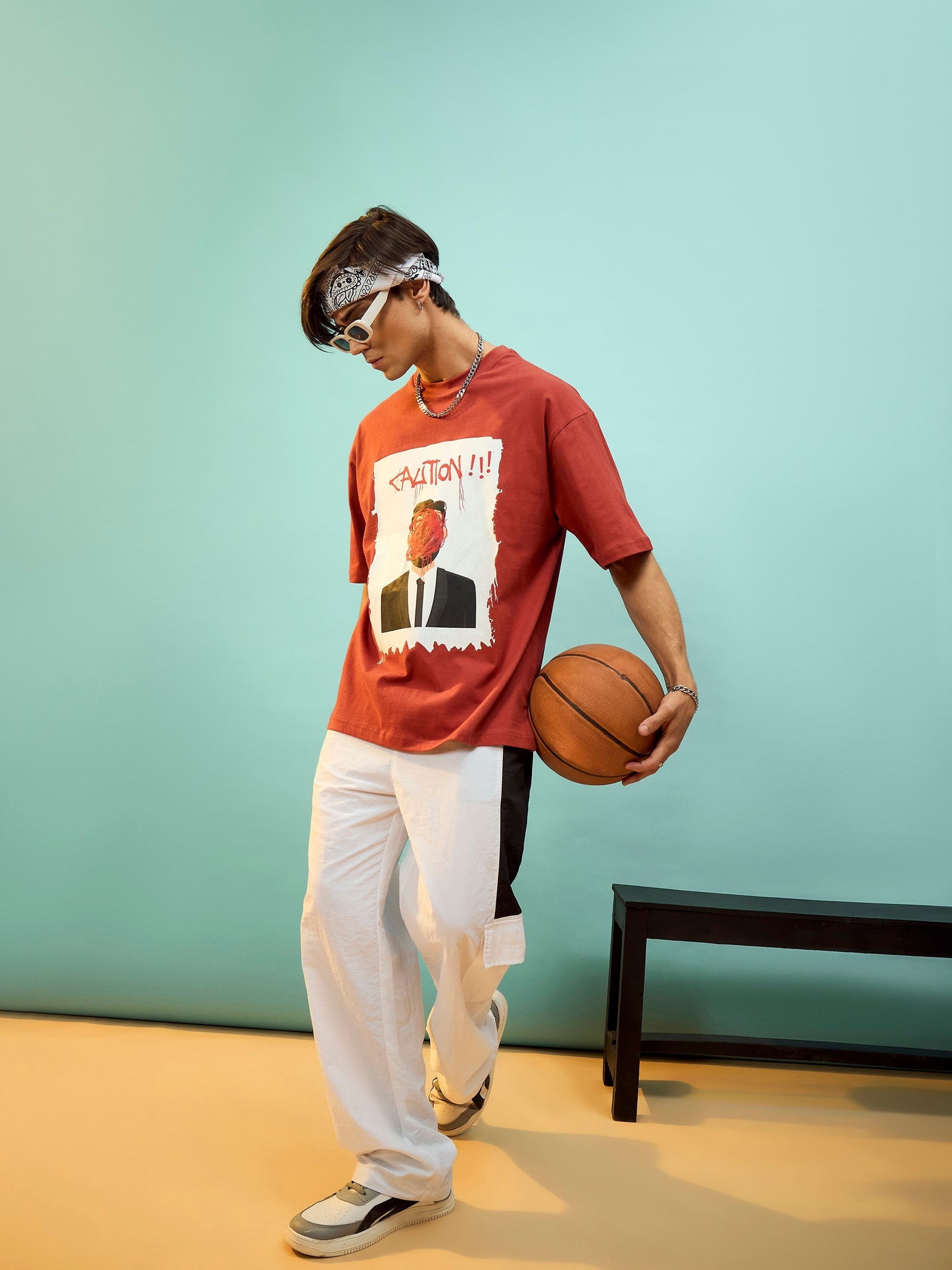 Unisex Rust Caution Oversize T-Shirt