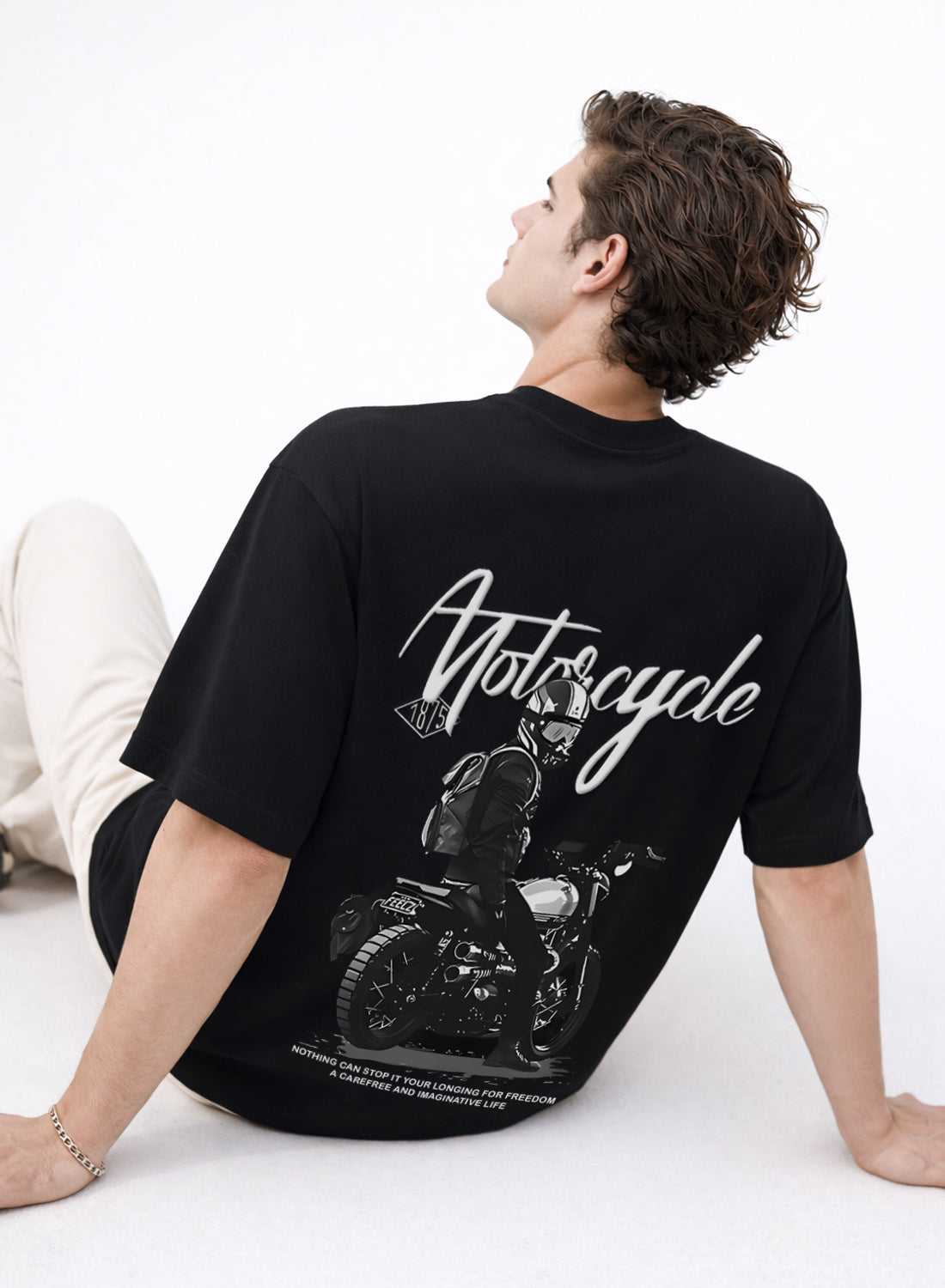 Men Oversize Fit Back Printed T-Shirt