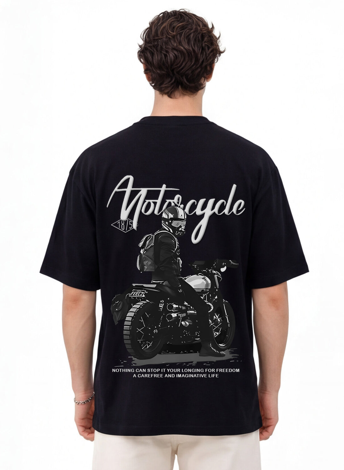 Men Oversize Fit Back Printed T-Shirt