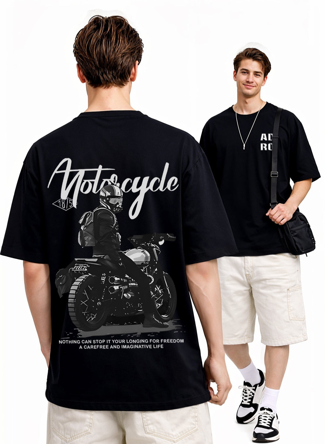 Men Oversize Fit Back Printed T-Shirt