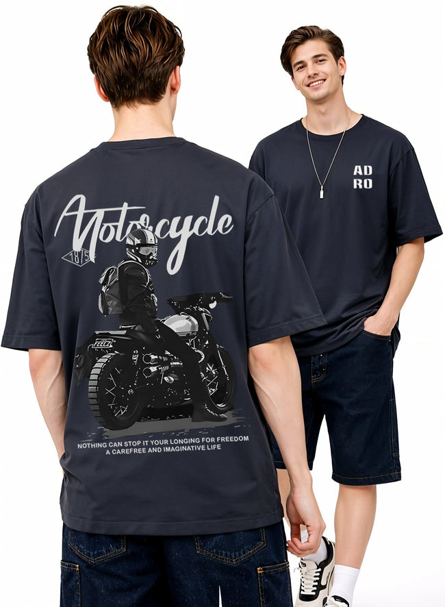 Men Oversize Fit Back Printed T-Shirt