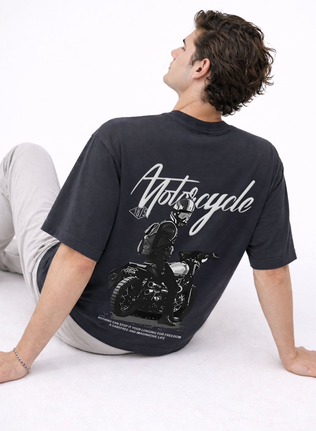 Men Oversize Fit Back Printed T-Shirt