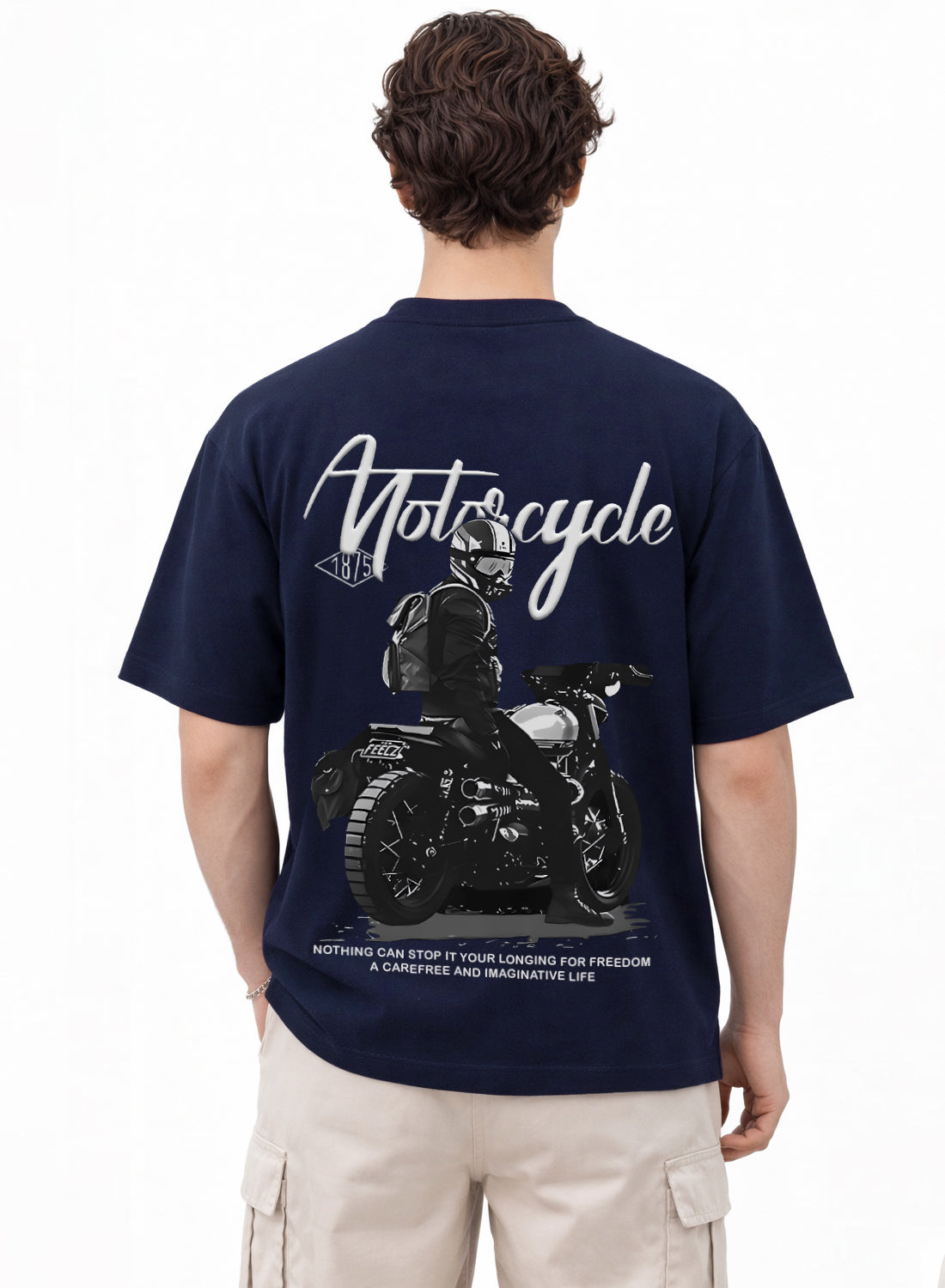 Men Oversize Fit Back Printed T-Shirt