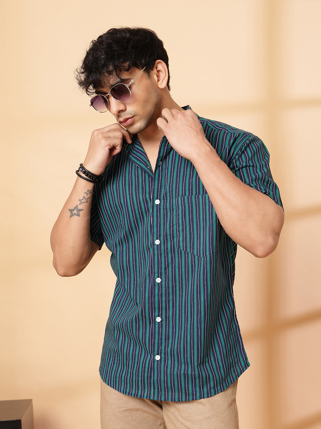 Men Bold Striped Cotton Fabric Shirt