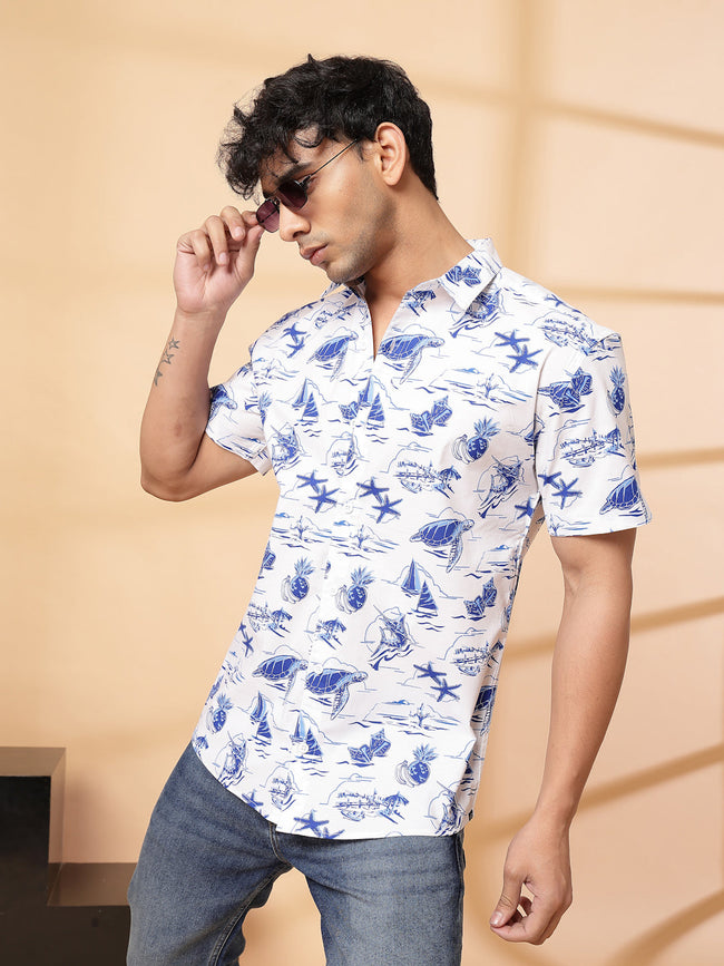 Men Coastal Vibes Cotton Fabric Shirt