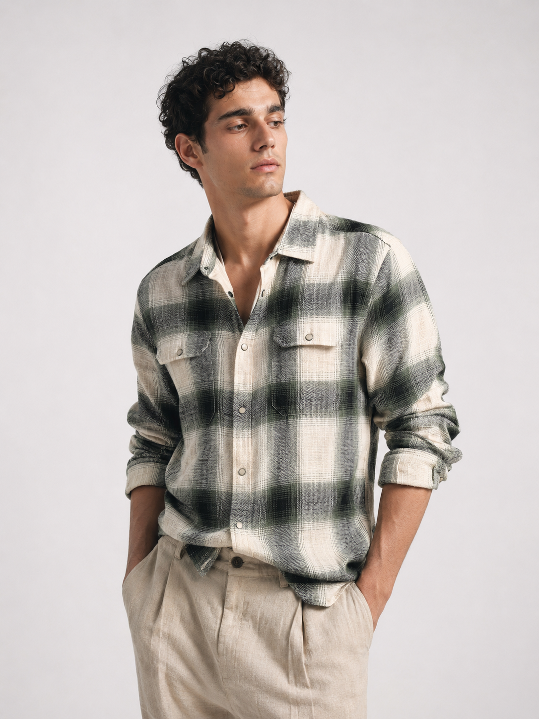 Men Brushed Check Shirt