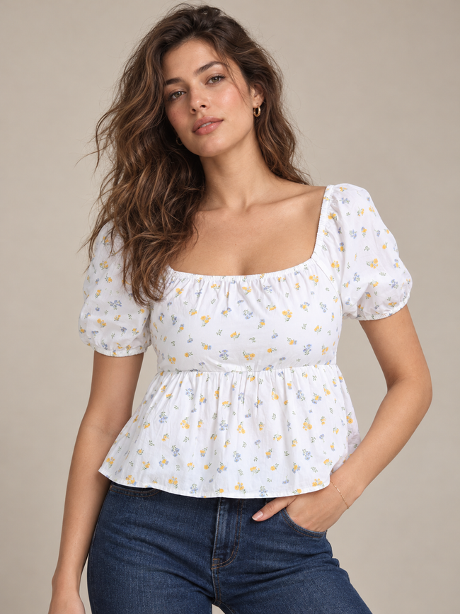 Women Ditsy Printed Crop Top