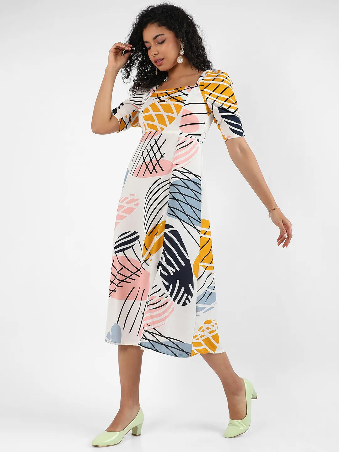 Women Multi Contrast Foliage Dress