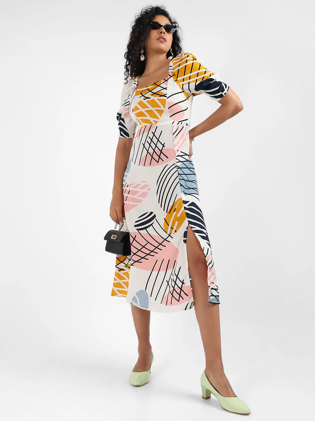 Women Multi Contrast Foliage Dress