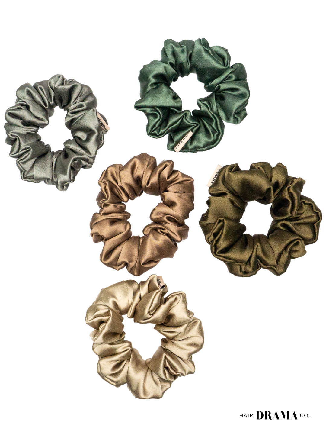 Multi Satin Scrunchies Set Of 5