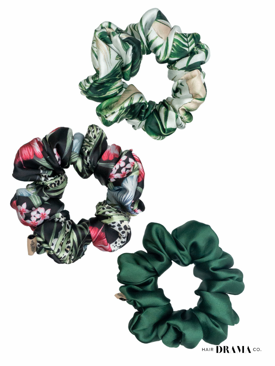 Tropical Satin Scrunchies Set Of 3