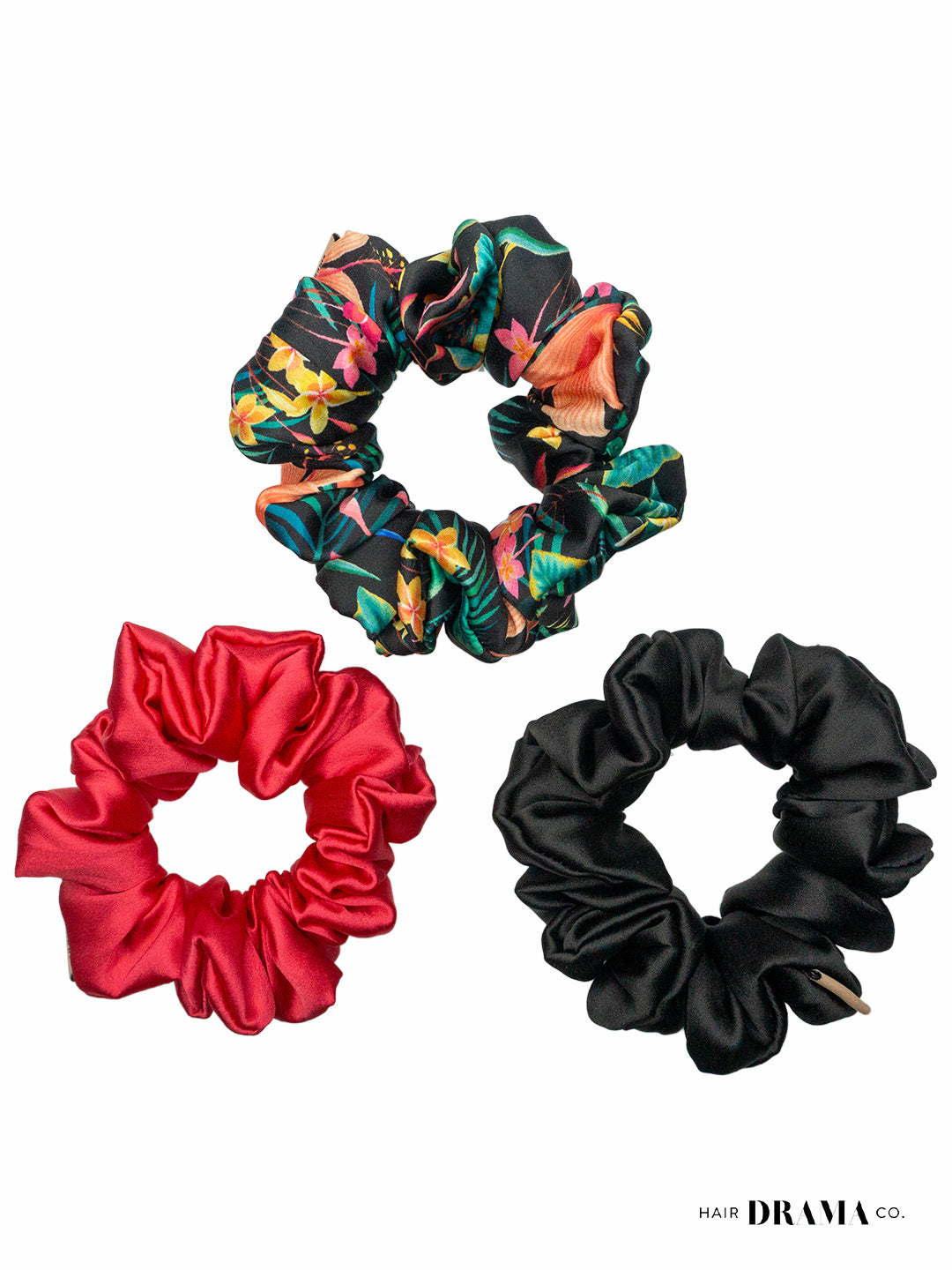 Multi Printed Satin Scrunchies Set Of 3