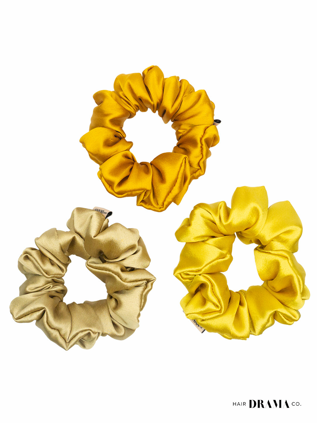 Shades Of Tan Satin Scrunchies Set Of 3
