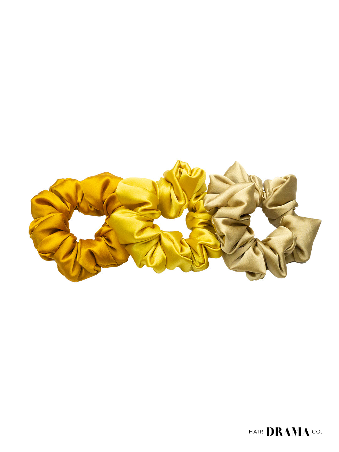 Shades Of Tan Satin Scrunchies Set Of 3