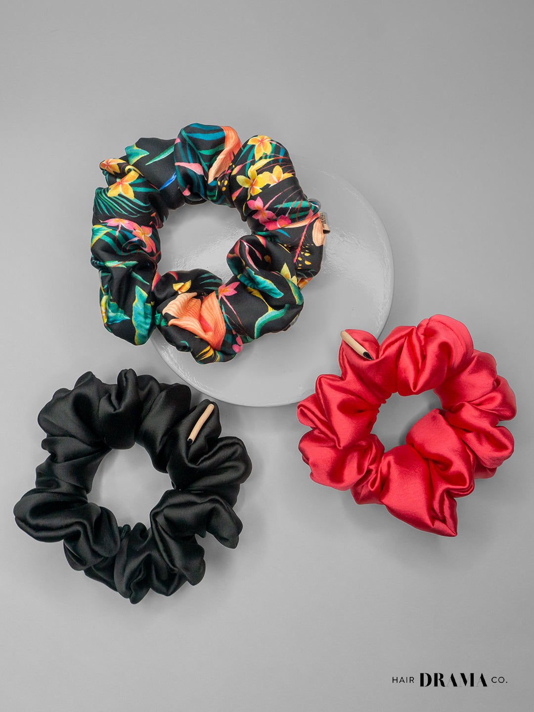 Multi Printed Satin Scrunchies Set Of 3