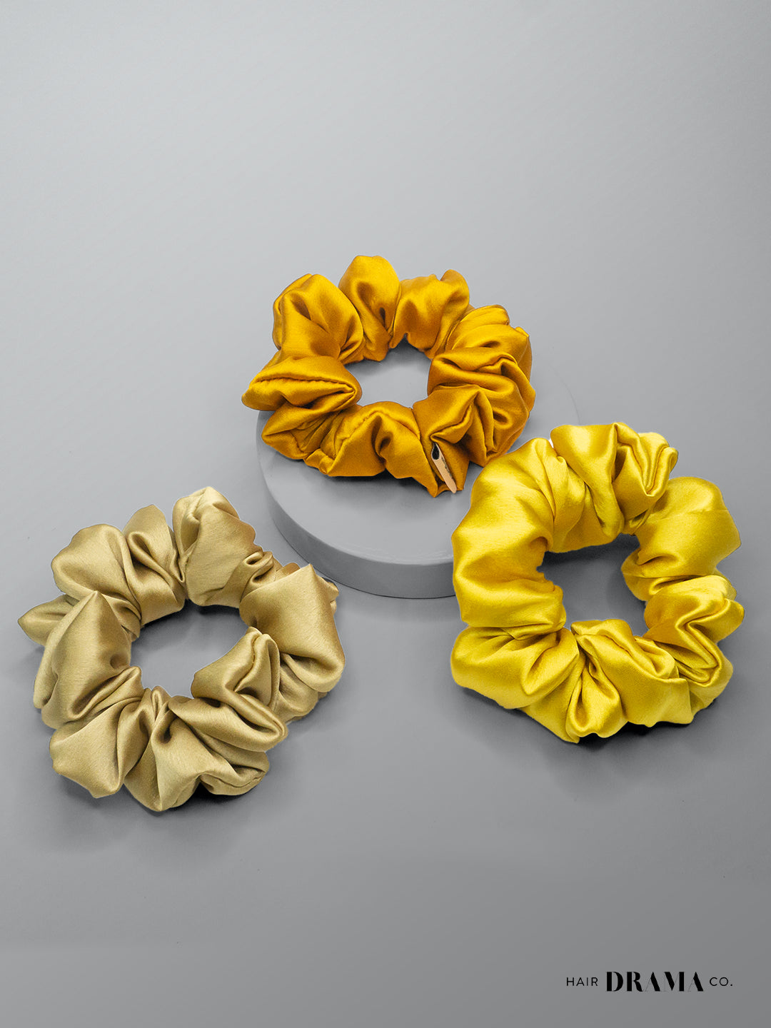 Shades Of Tan Satin Scrunchies Set Of 3