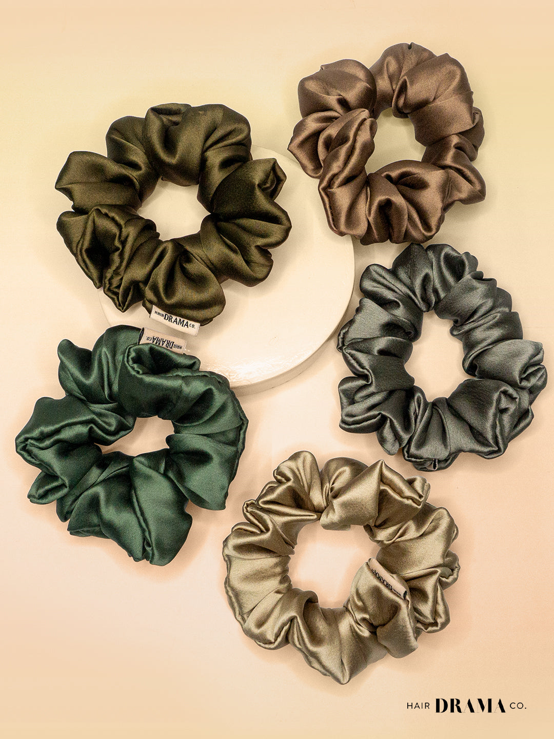 Multi Satin Scrunchies Set Of 5